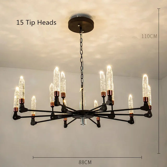 lustre nordique créatif en fer et cristal moderne