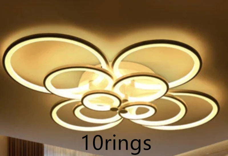 lustre moderne à leds avec anneaux ronds pour éclairage intérieur