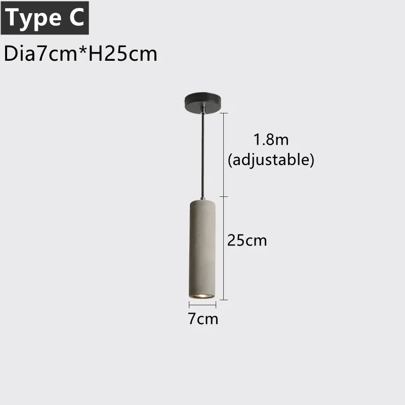 suspension moderne à led en béton pour décoration industrielle