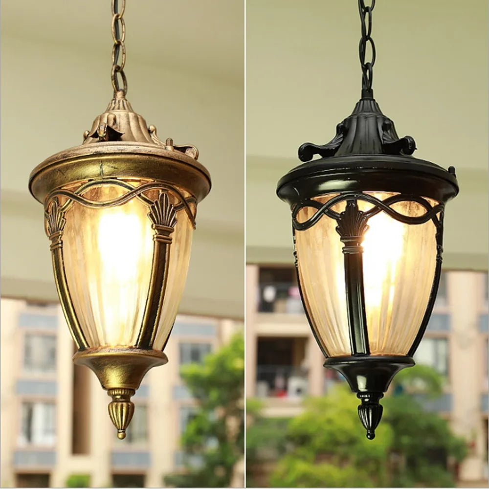 Lumière suspendue extérieure américaine pour Restaurant balcon Bar hôtel pavillon galerie lampe rétro rétro étanche lustre lumière