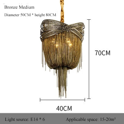 lustre à pampilles en aluminium design industriel à led