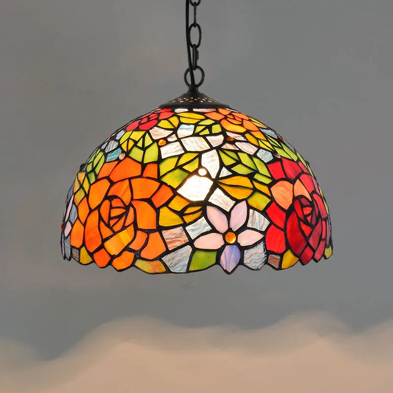 Bohême rétro européen coloré Tiffany verre lustre lustre Bar Restaurant créatif Rural porche méditerranéen lustre