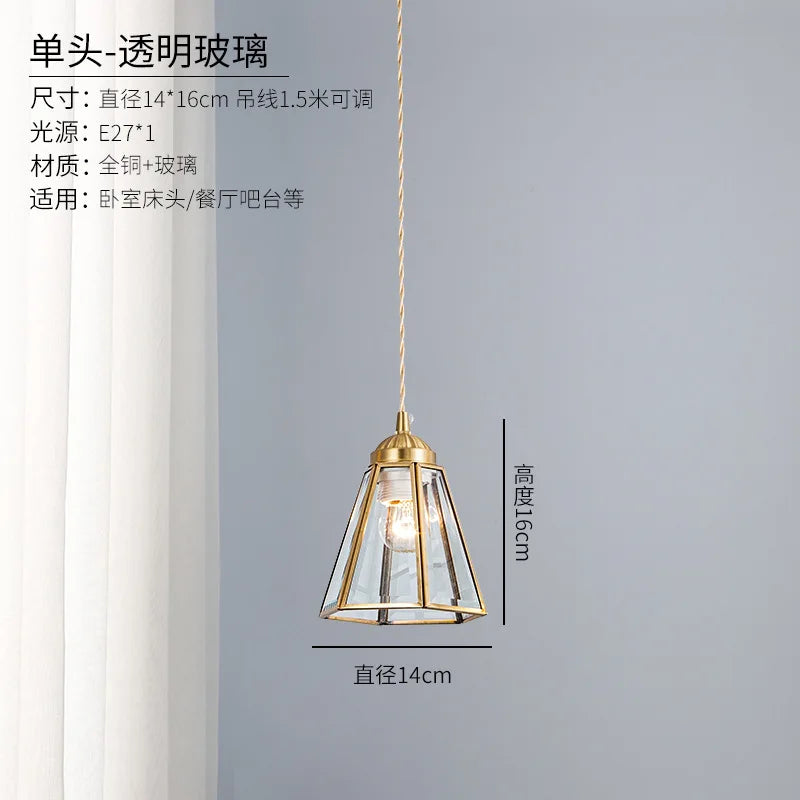 suspension vintage en verre japonais et cuivre design nordique