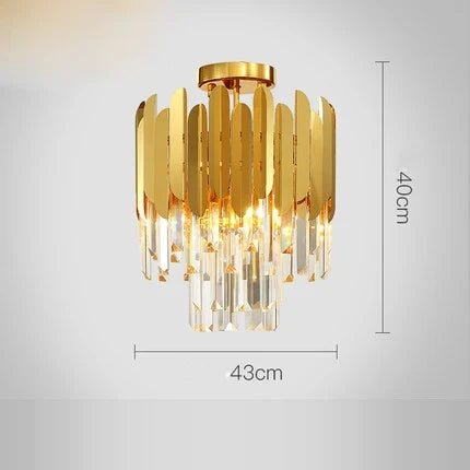 lustre en cristal design art déco en acier inoxydable avec éclairage led