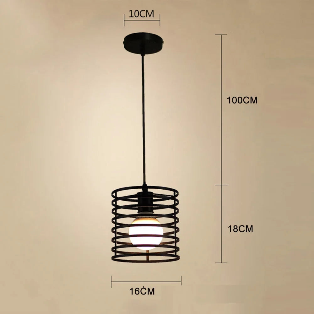 Retro Iron Cage Pendant Ceiling light Multi-Layer Round Surround Body, E27 220V Output Support Vintage Hanging Lamp