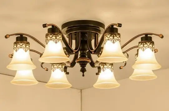 plafonnier vintage en verre et métal rétro lumineux