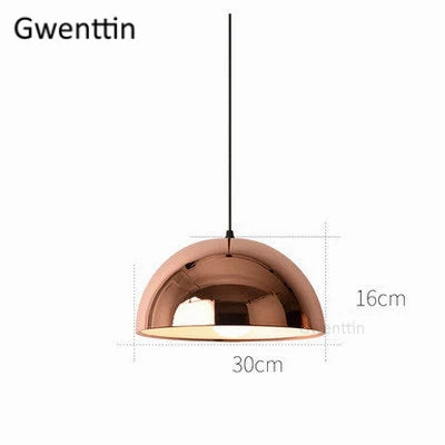 suspension moderne en fer et cuivre avec miroir à led