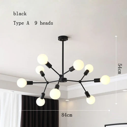 lustre moderne à plusieurs têtes pour intérieur créatif