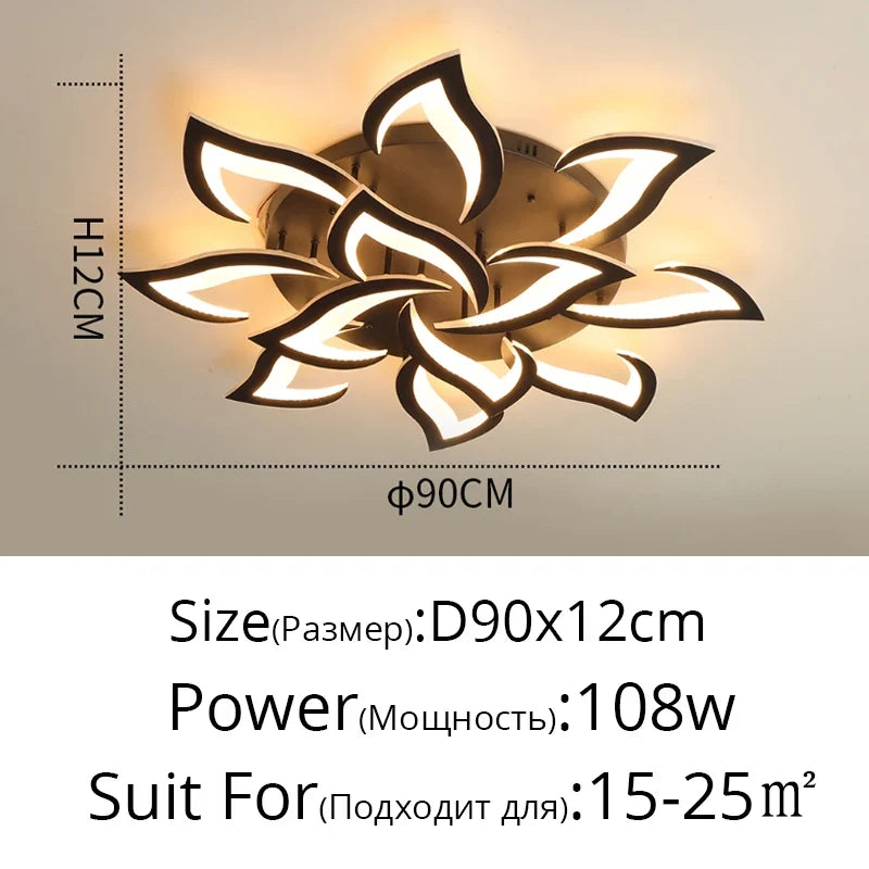 Plafonnier fleur avec pétales à LED en acrylique