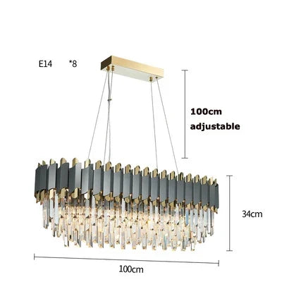 lustre art déco en acier inoxydable et cristal élégant et moderne