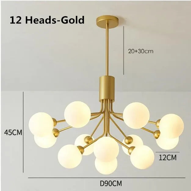 Lustre boule de verre nordique Led or luxe chambre cuisine lampe magique haricot Apiales lustres pour salle à manger café éclairage