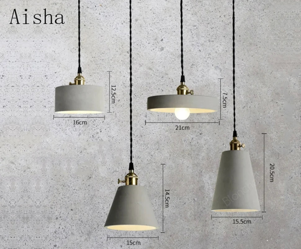 suspension industrielle en ciment pour table et bar