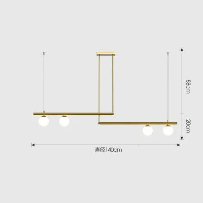 lustre en métal doré avec suspension en verre blanc pour éclairage moderne