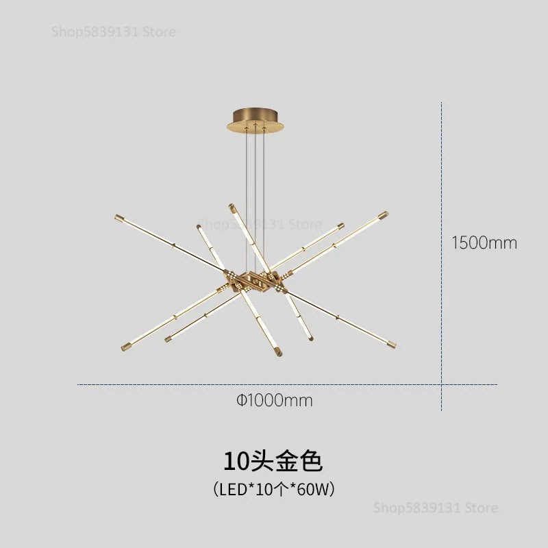 lustre moderne simple en cuivre de luxe suspendu