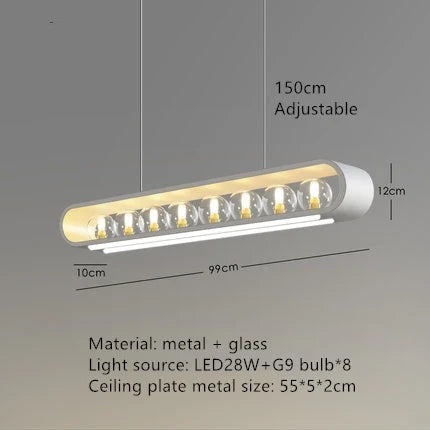 lustre design en verre transparent avec cordon réglable