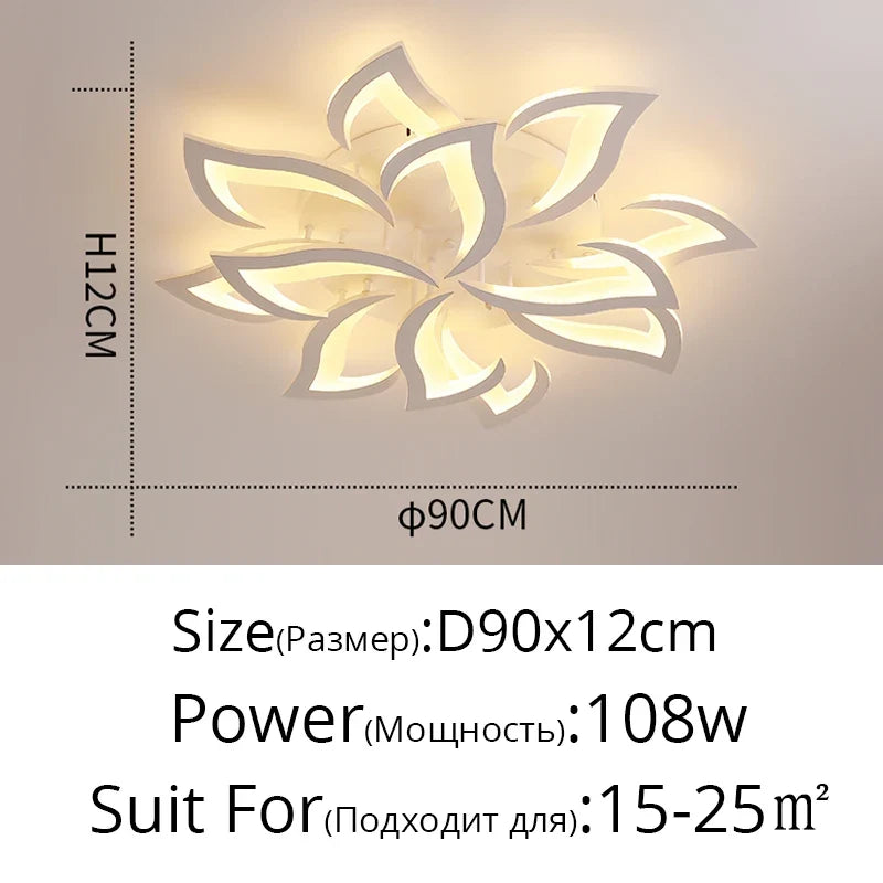 Plafonnier fleur avec pétales à LED en acrylique