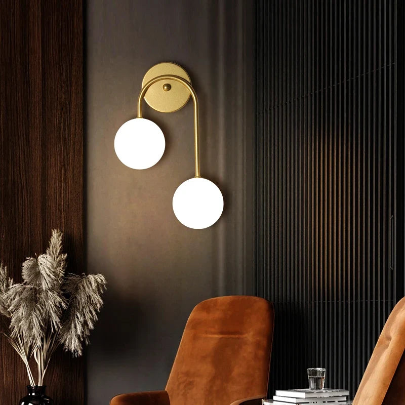 applique murale style nordique en cuivre doré éclairage commercial led tamisée