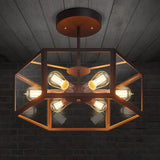 plafonnier hexagonal en verre style rétro pour café bar restaurant