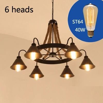 lustre vintage industriel en fer forgé pour loft et café