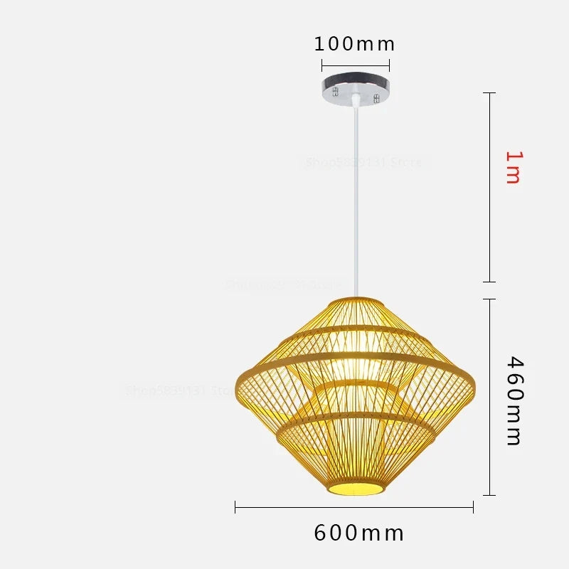 luminaire suspendu en bambou chinois pour restaurant hôtel