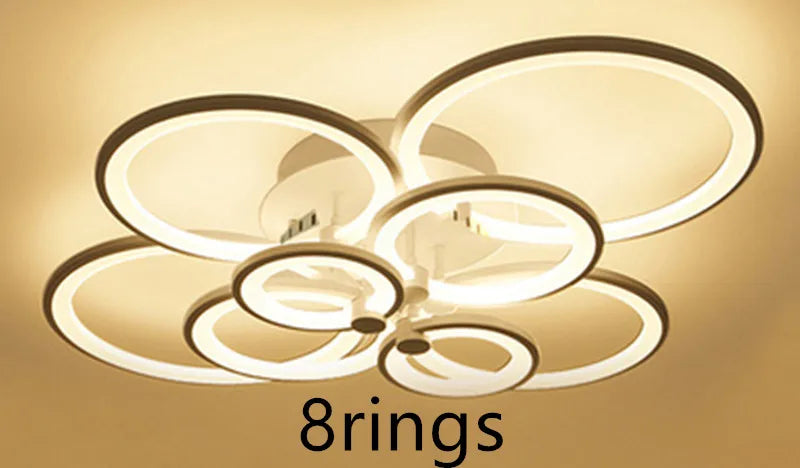 lustre moderne à leds avec anneaux ronds pour éclairage intérieur