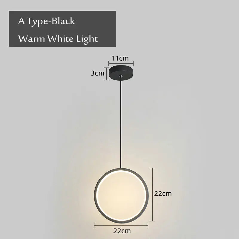 suspension ronde moderne pour éclairage latéral led