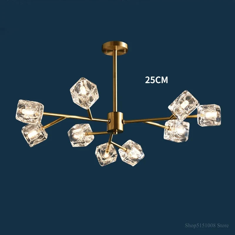 lustre led cube glace cuivre doré éclairage style industriel nordique
