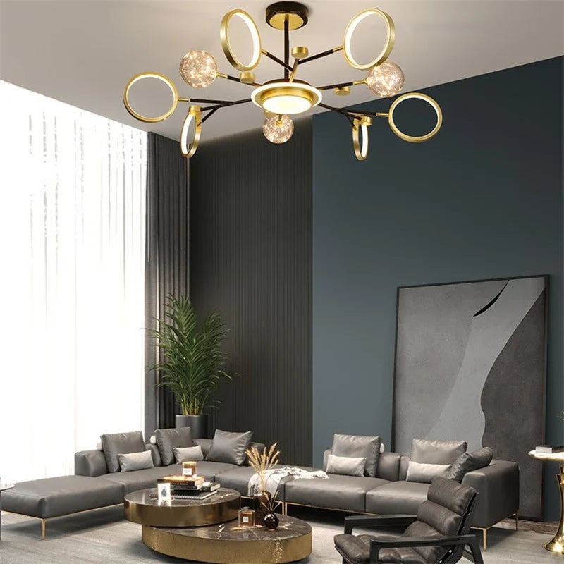 lustre nordique moderne en fer éclairage étoilé décoration créative