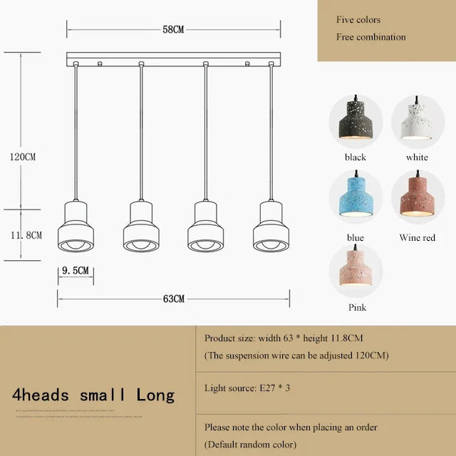 suspension moderne en terrazzo design nordique plusieurs couleurs led