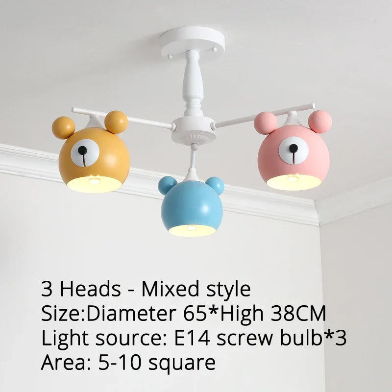 lustre ours lumineux en dessin animé pour enfants