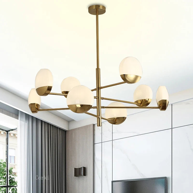 lustre moderne en verre à LED design créatif pour intérieur élégant
