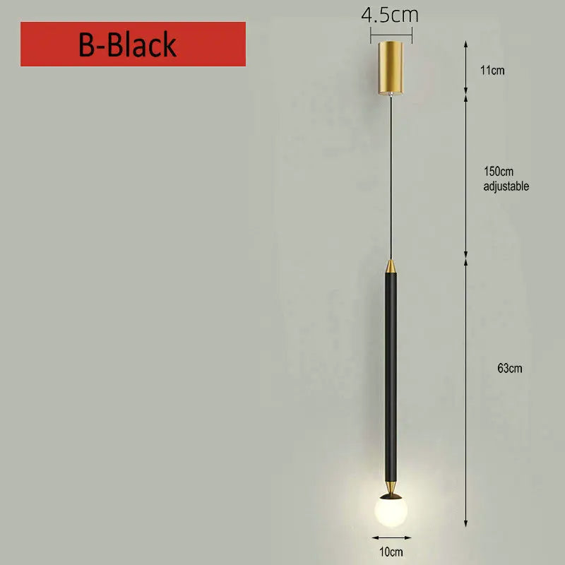 suspension créative simple avec long câble en verre et aluminium