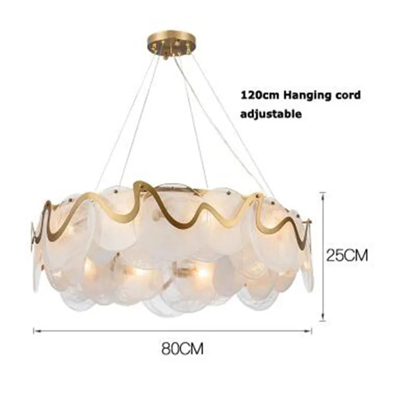 lustre rond en verre et fer pour éclairage intérieur