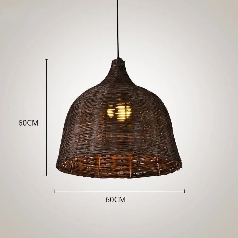 suspension en rotin et bambou pour décoration intérieure rusticité asiatique