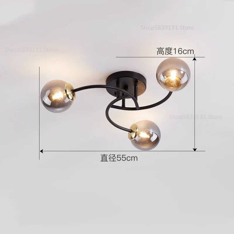 plafonnier nordique simple en verre avec led moderne
