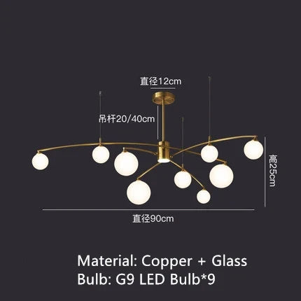 lustre design en métal et verre pour intérieur moderne