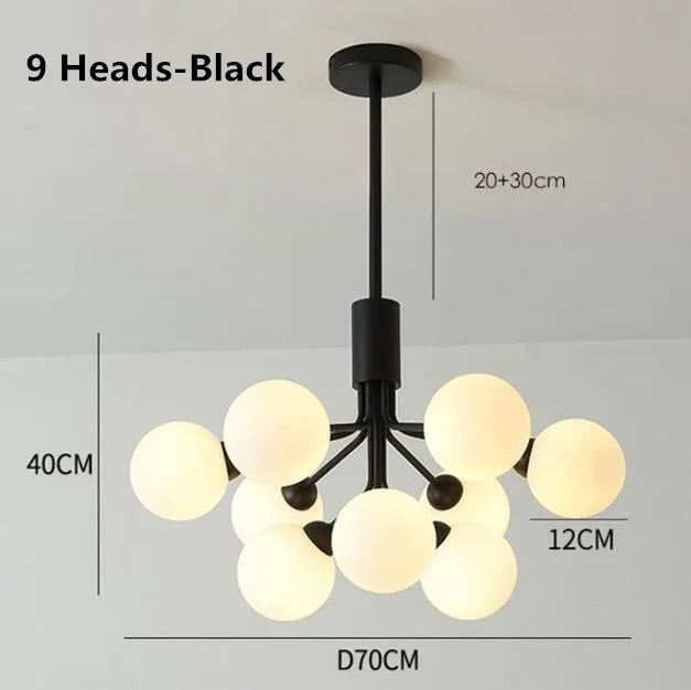 Lustre boule de verre nordique Led or luxe chambre cuisine lampe magique haricot Apiales lustres pour salle à manger café éclairage
