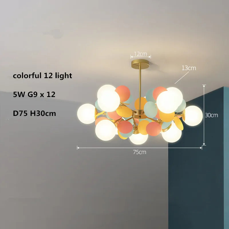 lustre led globe en verre acrylique coloré pour enfants