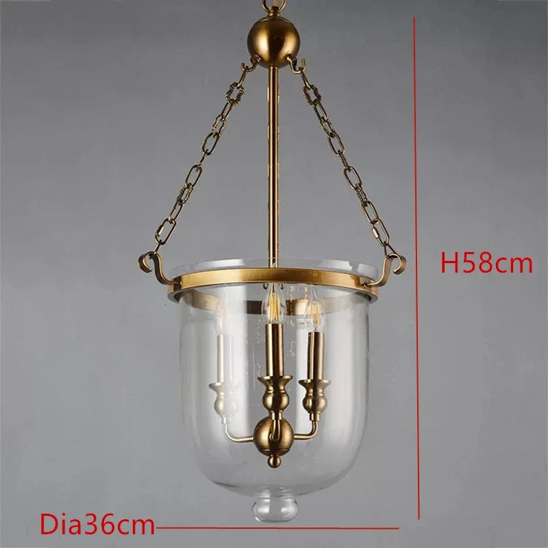 suspension classique led avec chaîne en fer et corps doré