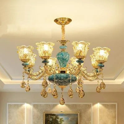 lustre de luxe en cristal et céramique pour un éclairage élégant