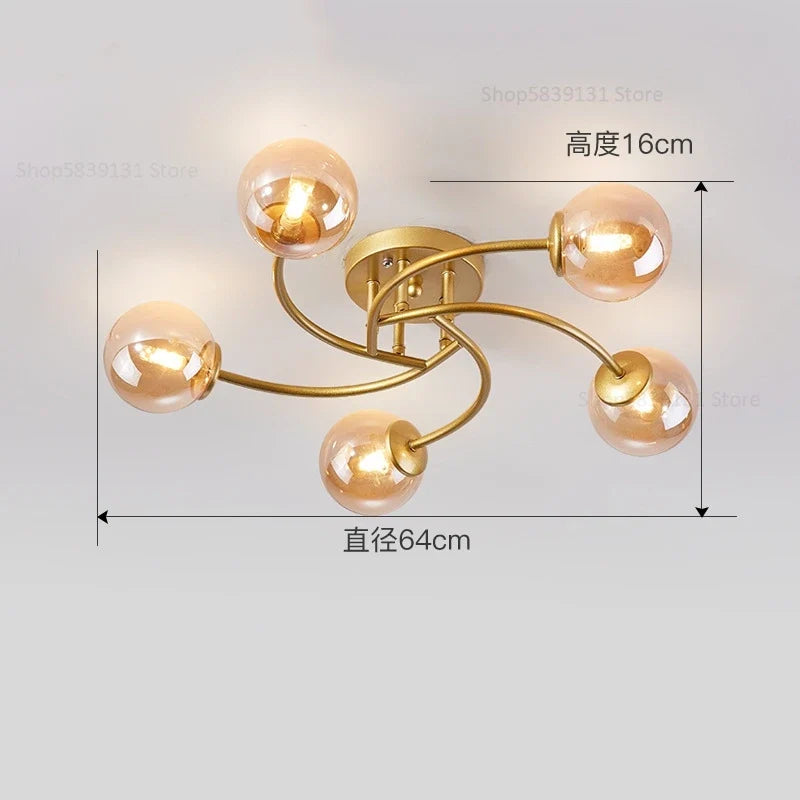 plafonnier nordique simple en verre avec led moderne