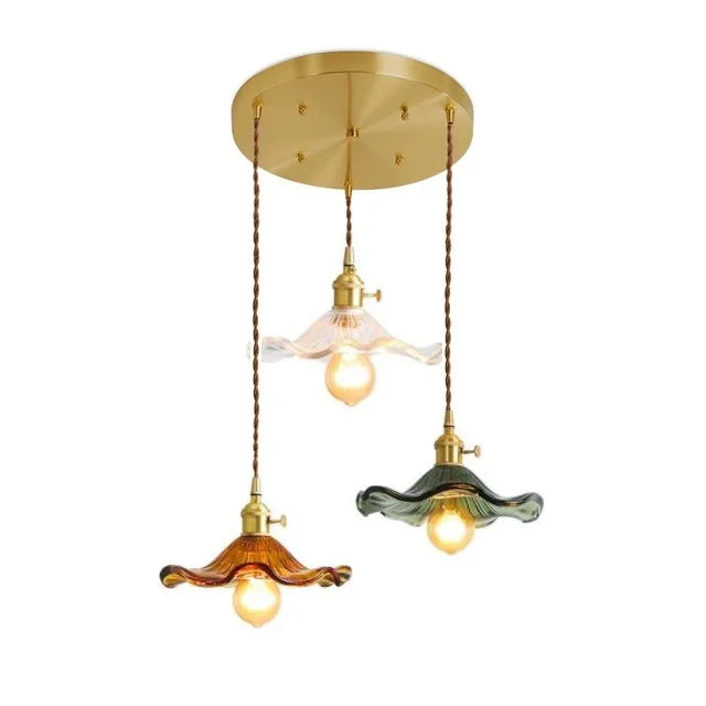 Suspension design Style nordique Simple à LED fleurs en verre