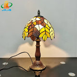 lampe de bureau tiffany en verre coloré avec support métal