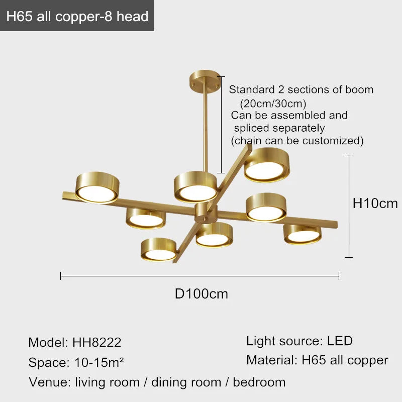 lustre nordique en cuivre design créatif pour éclairage doux
