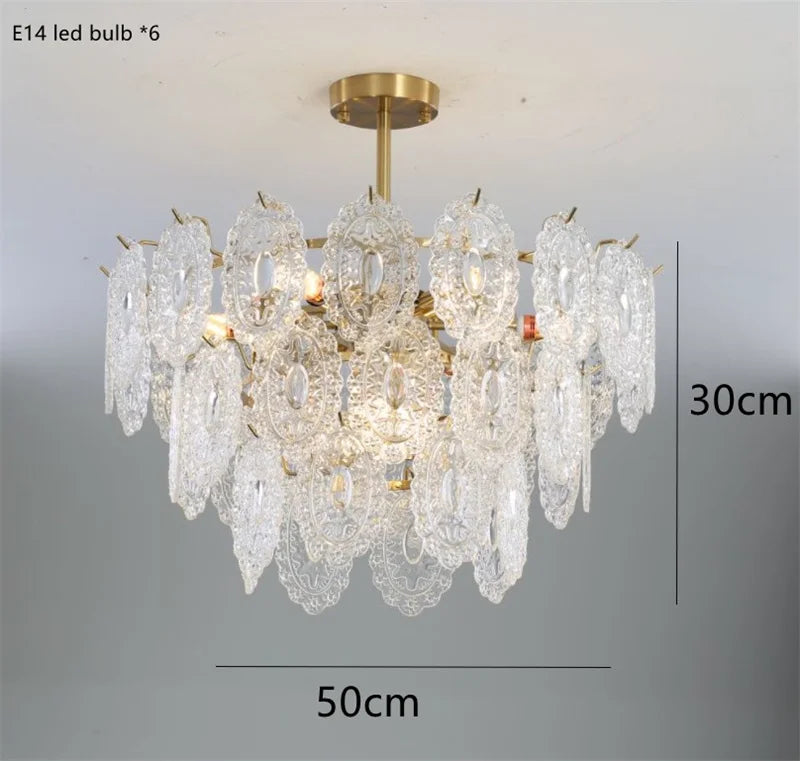 lustre rond en cristal doré design moderne à led