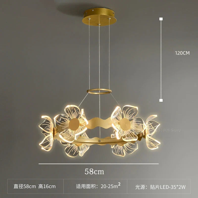 lustre moderne en forme de pétale avec éclairage led