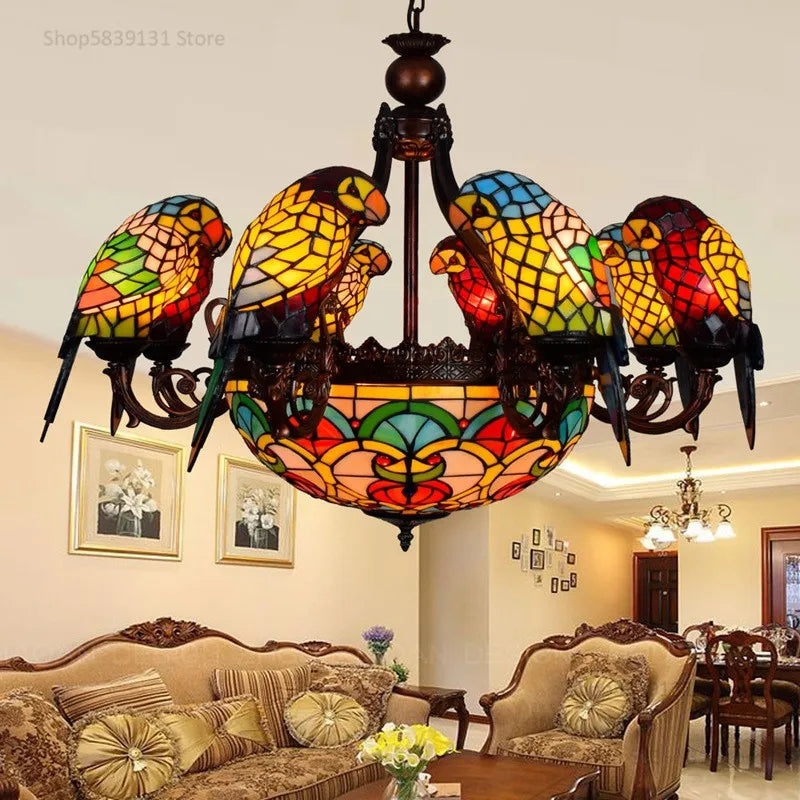 lustre suspendu led perroquet en verre post-moderne rétro américain