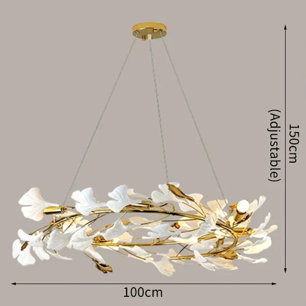 lustre moderne en céramique avec pétales de led