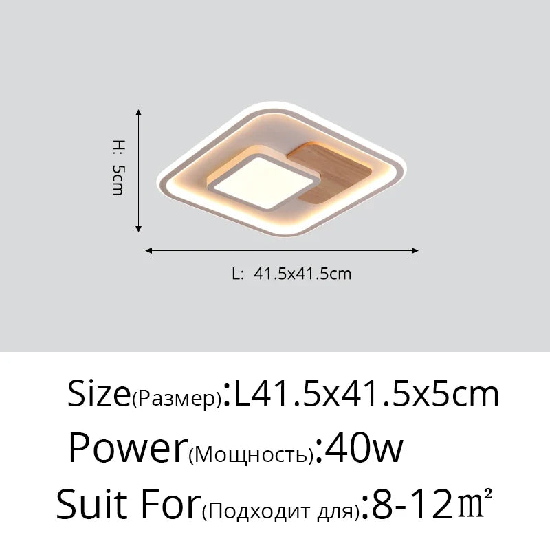 plafond moderne à leds en bois véritable éclairage rond