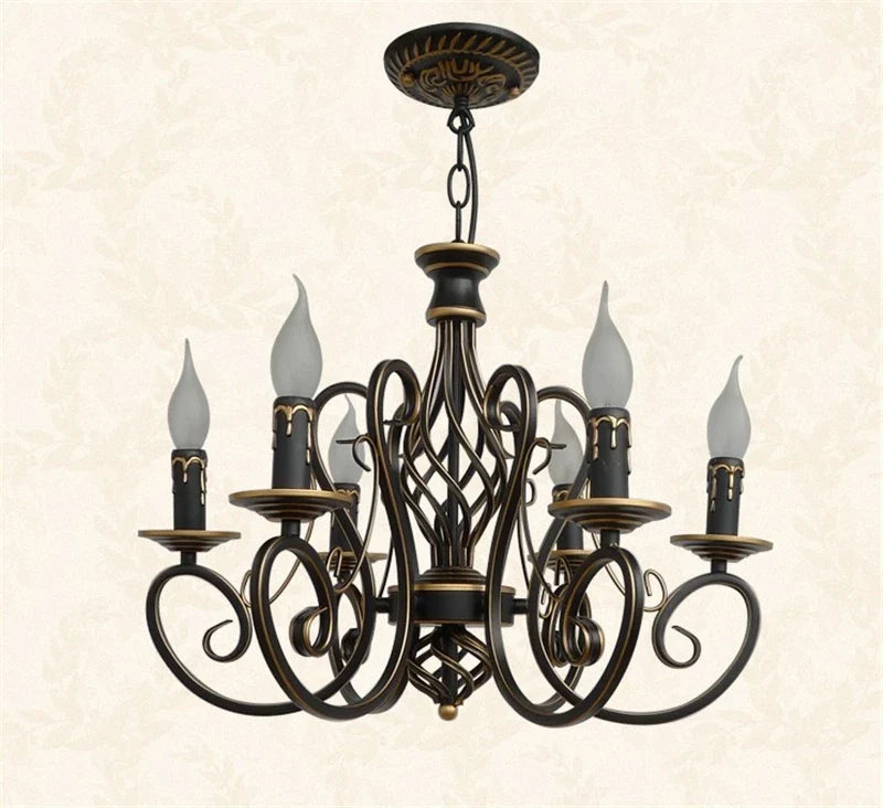 lustre en fer antique cristal rétro éclairage nordique décoratif